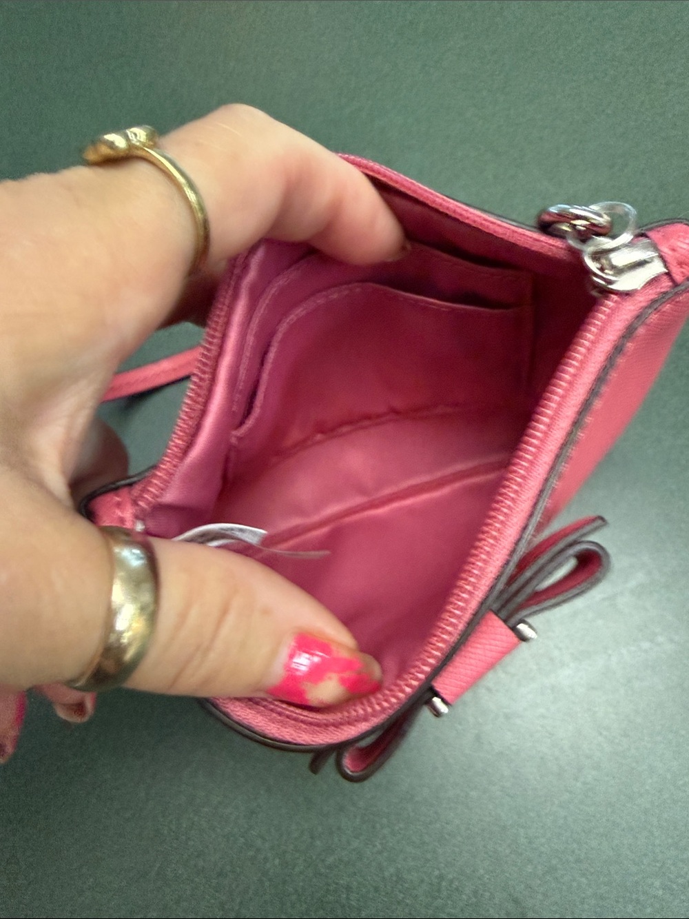 Coach Pink Saffiano Leather Wristlet with Bow Accent - Picture 7 of 7